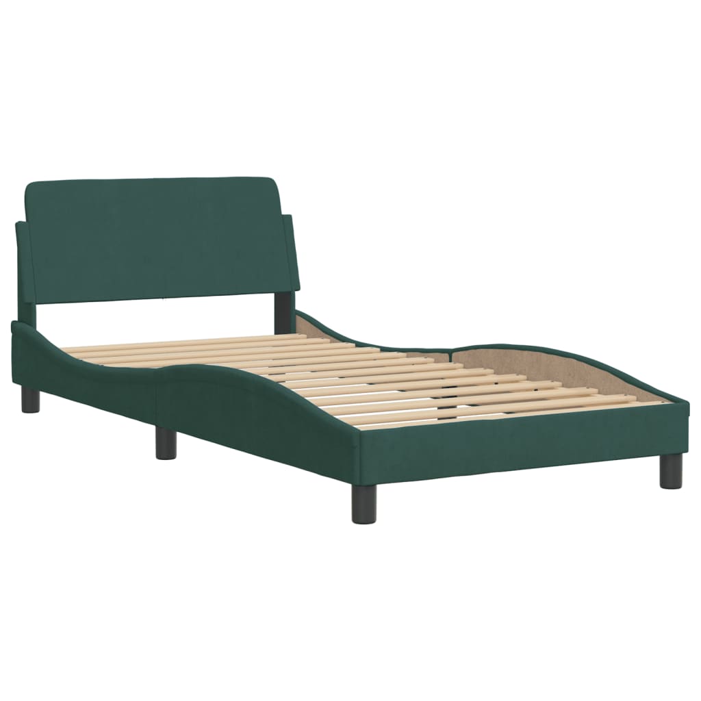 Bed met matras "Dover" fluweel donkergroen 100x200 cm is nu te koop bij PeponiXL, paradijselijk wonen!