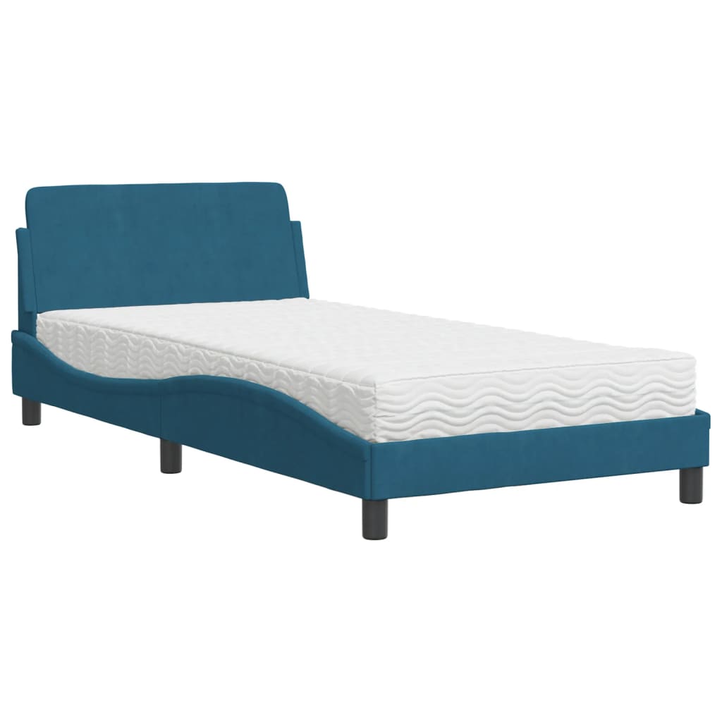 Bed met matras "Dover" fluweel blauw 100x200 cm is nu te koop bij PeponiXL, paradijselijk wonen!