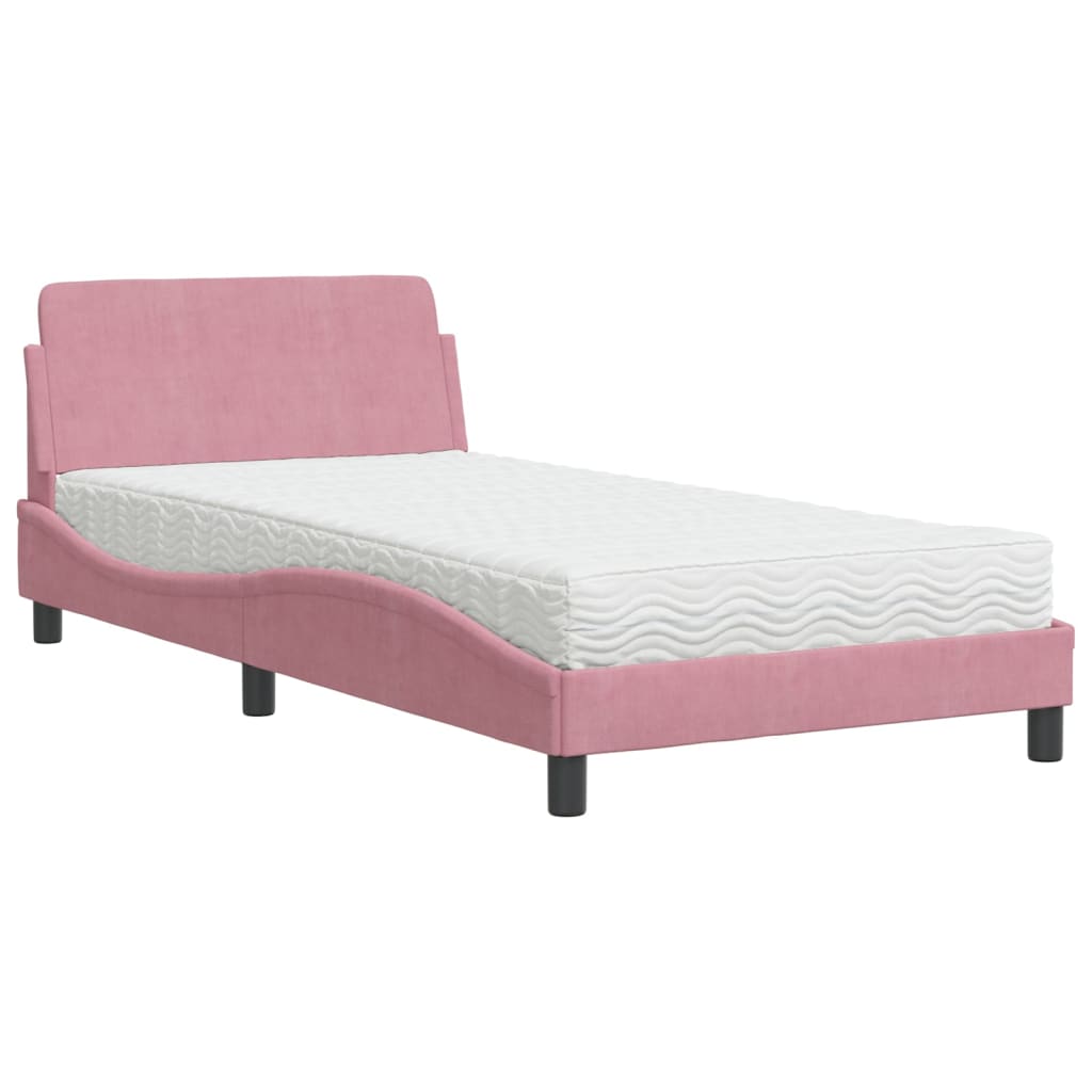Bed met matras "Dover" fluweel roze 100x200 cm is nu te koop bij PeponiXL, paradijselijk wonen!