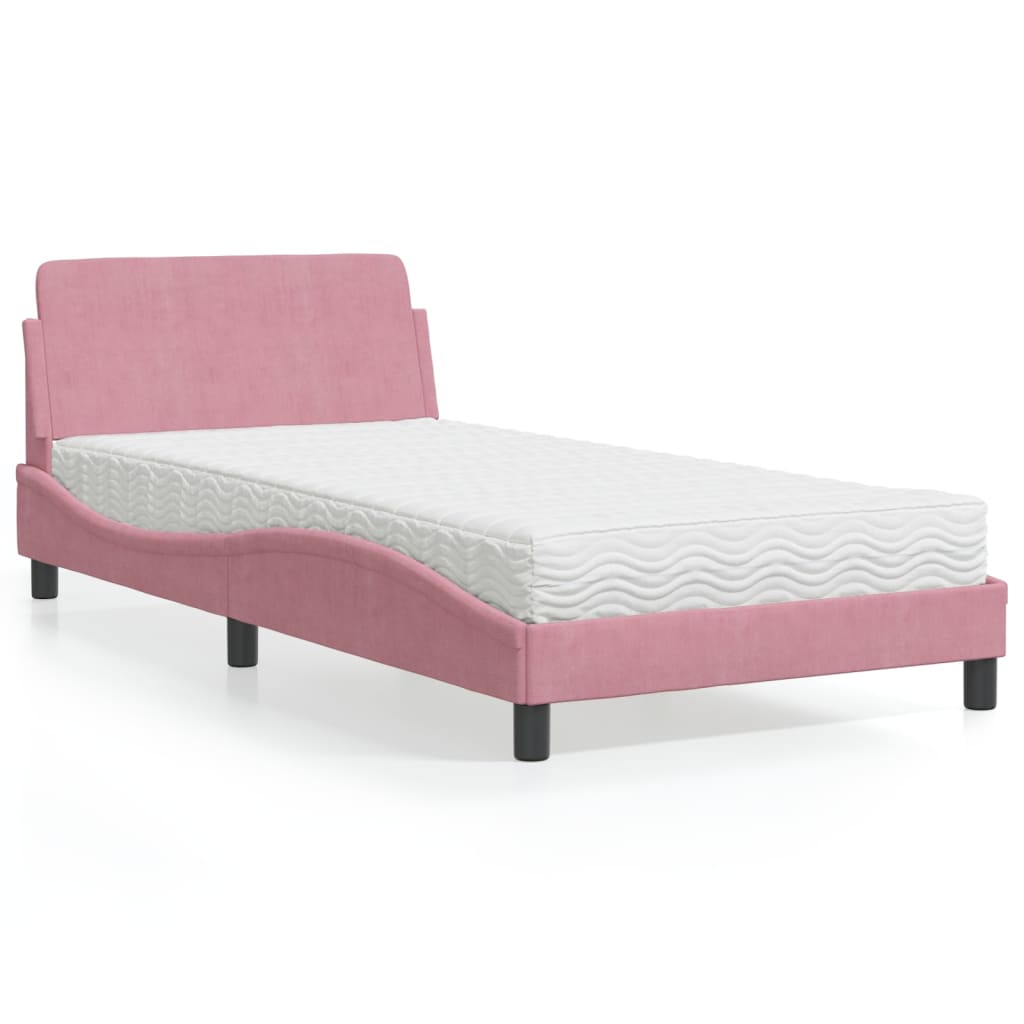 Bed met matras "Dover" fluweel roze 100x200 cm is nu te koop bij PeponiXL, paradijselijk wonen!