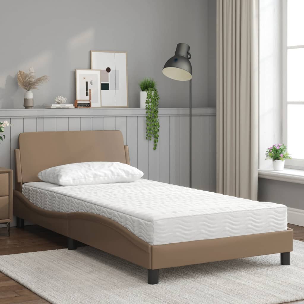 Bed met matras "Dover" kunstleer cappuccinokleurig 100x200 cm is nu te koop bij PeponiXL, paradijselijk wonen!