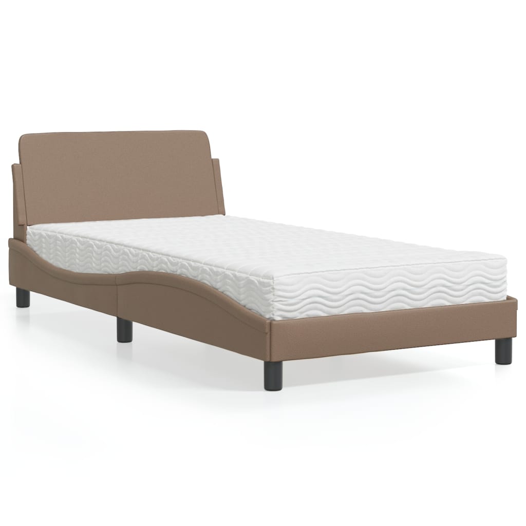 Bed met matras "Dover" kunstleer cappuccinokleurig 100x200 cm is nu te koop bij PeponiXL, paradijselijk wonen!