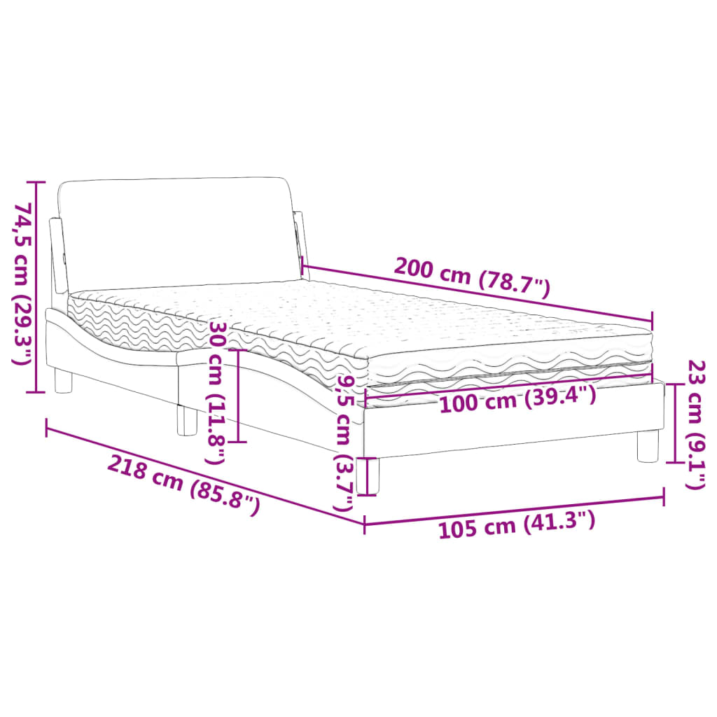 Bed met matras "Dover" kunstleer wit en zwart 100x200 cm is nu te koop bij PeponiXL, paradijselijk wonen!