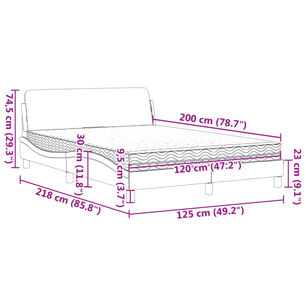 Bed met matras "Dover" stof donkergrijs 120x200 cm is nu te koop bij PeponiXL, paradijselijk wonen!
