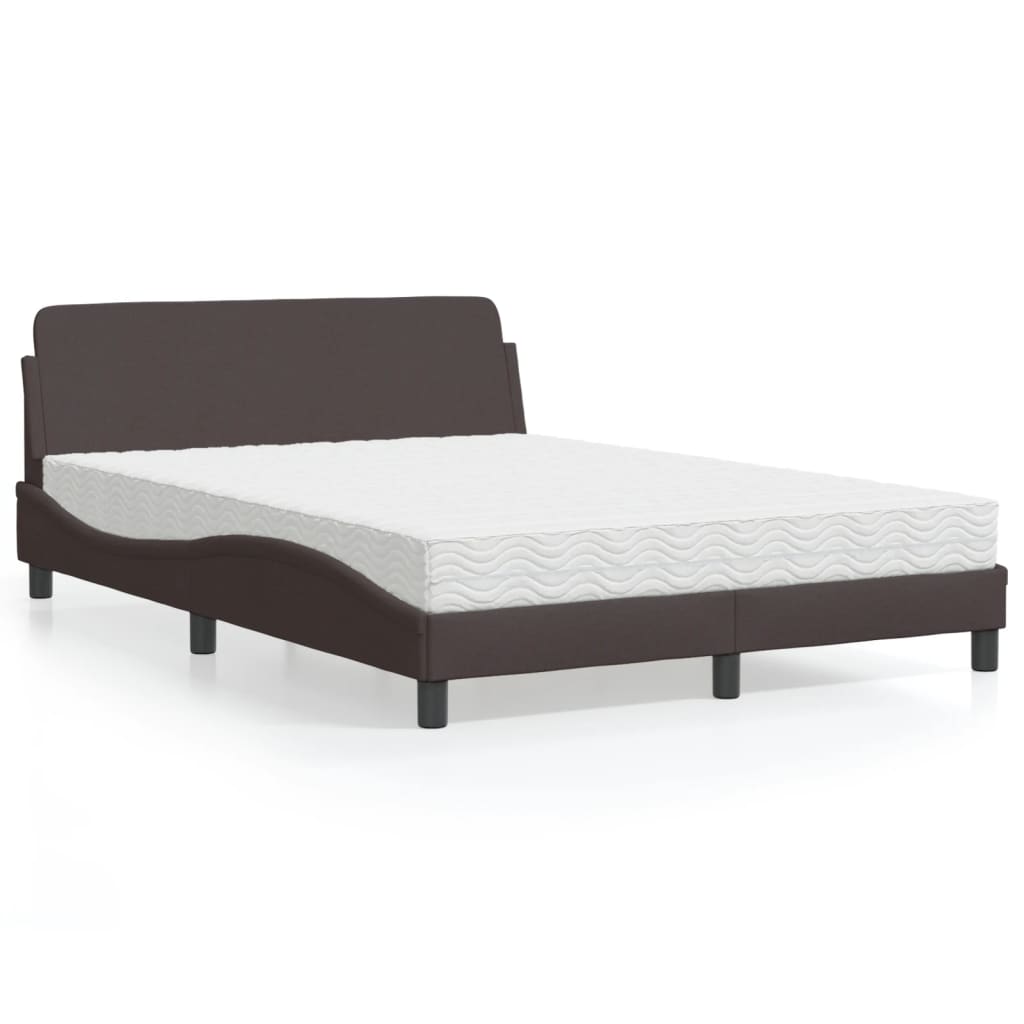 Bed met matras "Dover" stof donkerbruin 120x200 cm is nu te koop bij PeponiXL, paradijselijk wonen!