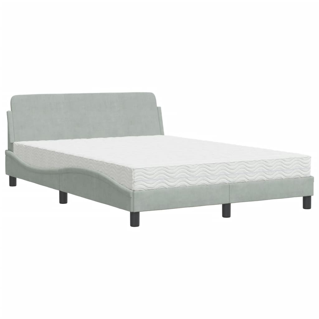 Bed met matras "Dover" fluweel lichtgrijs 120x200 cm is nu te koop bij PeponiXL, paradijselijk wonen!