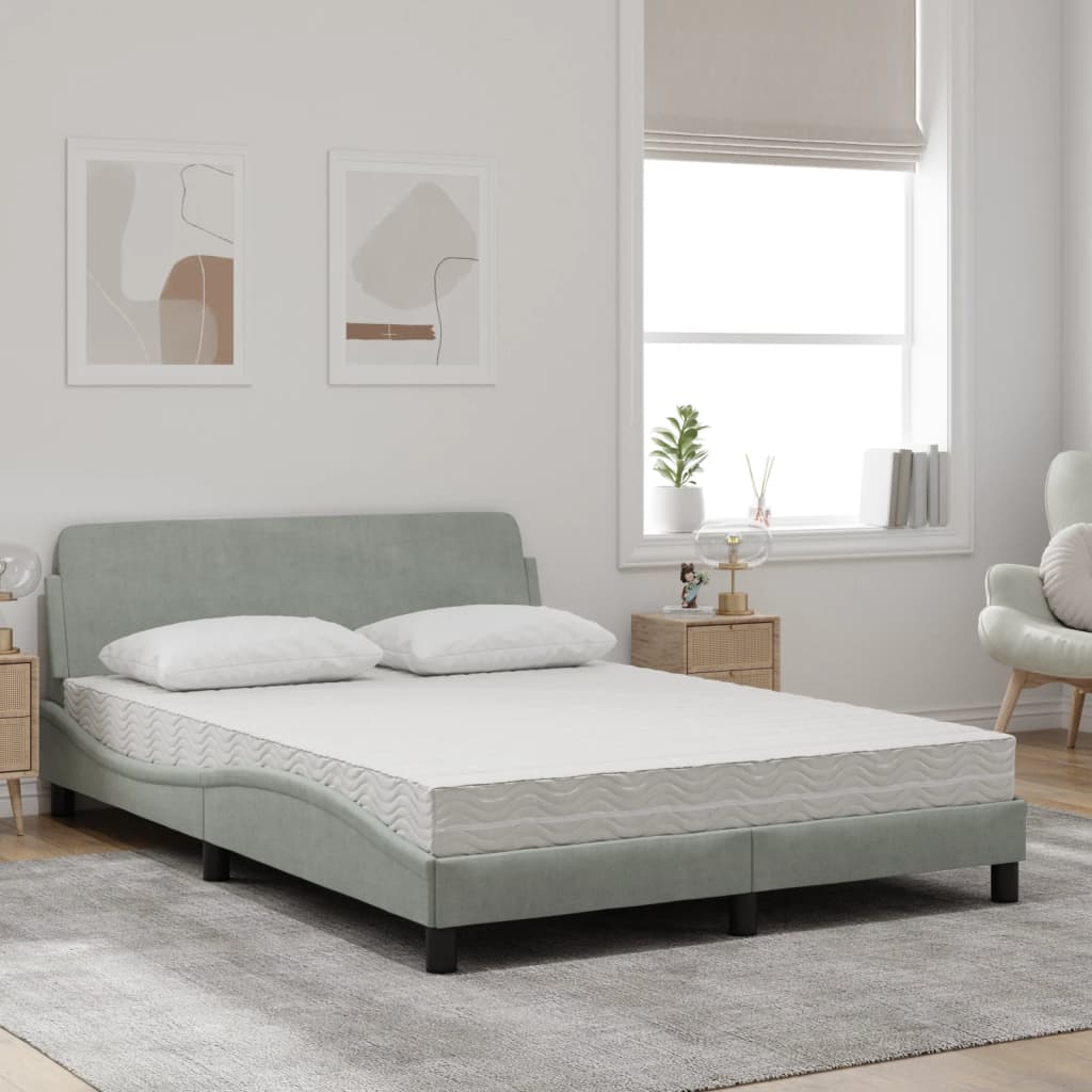Bed met matras "Dover" fluweel lichtgrijs 120x200 cm is nu te koop bij PeponiXL, paradijselijk wonen!