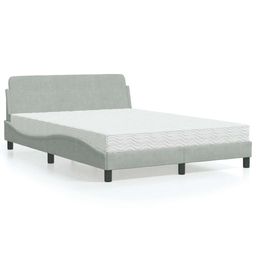Bed met matras "Dover" fluweel lichtgrijs 120x200 cm is nu te koop bij PeponiXL, paradijselijk wonen!