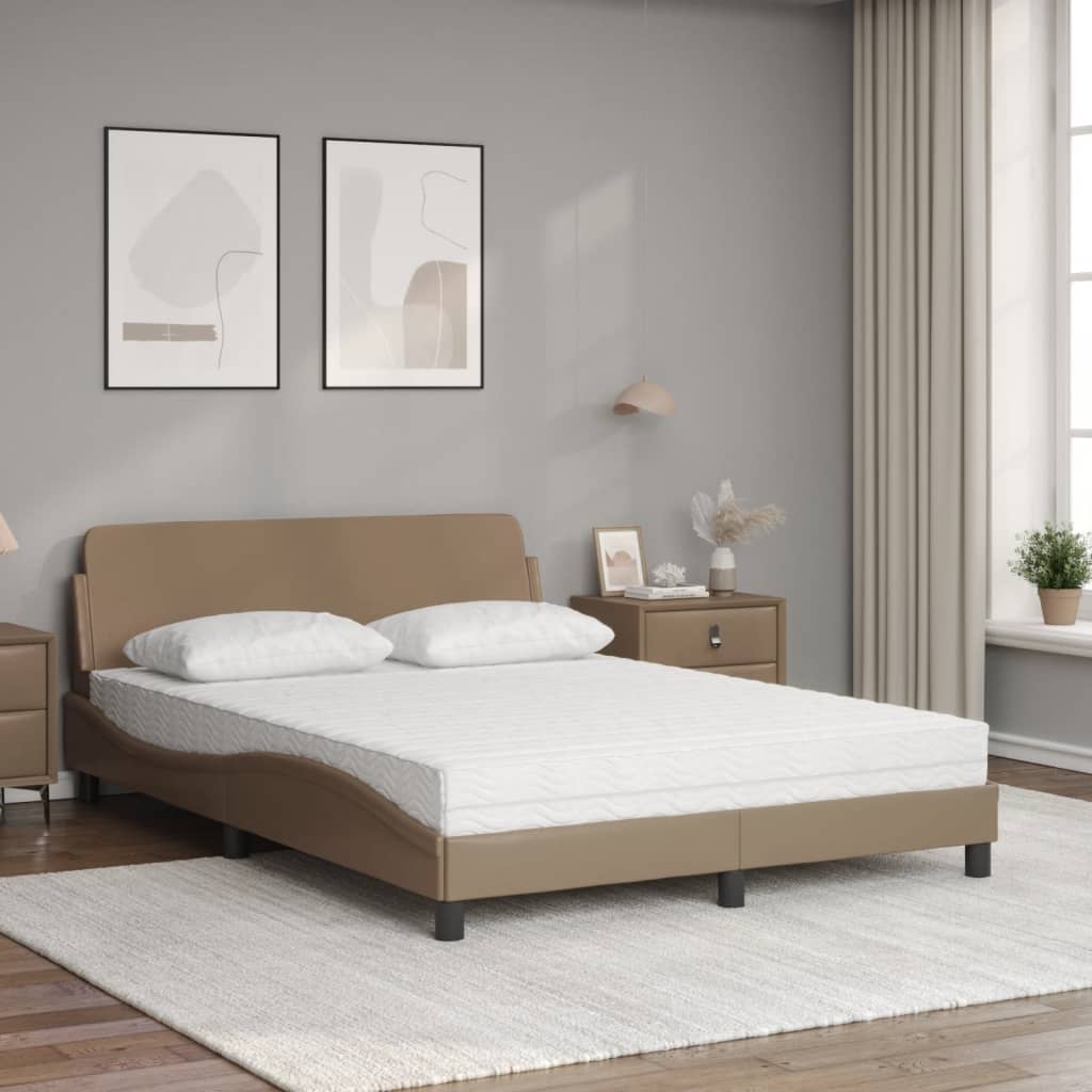 Bed met matras "Dover" kunstleer cappuccinokleurig 120x200 cm is nu te koop bij PeponiXL, paradijselijk wonen!