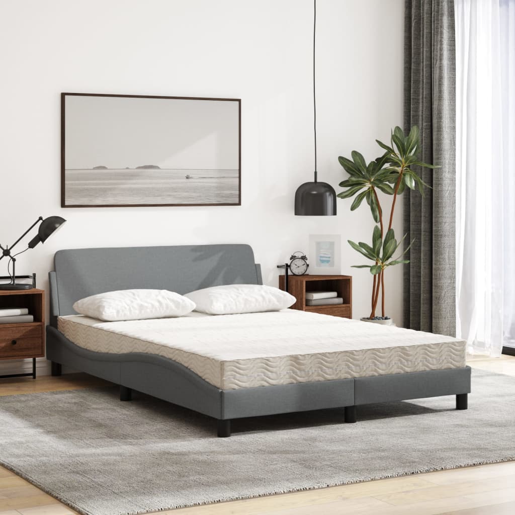 Bed met matras "Dover" stof lichtgrijs 140x190 cm is nu te koop bij PeponiXL, paradijselijk wonen!