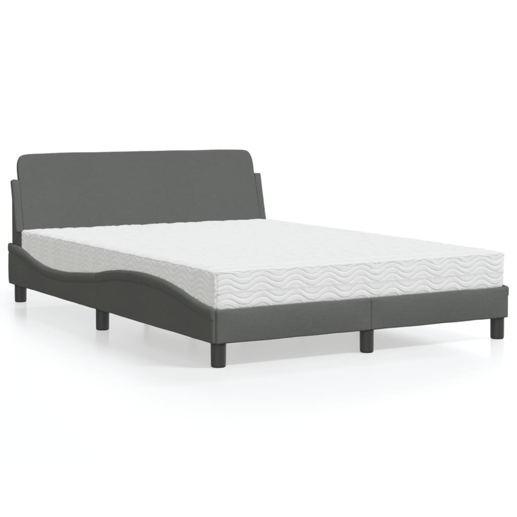 Bed met matras "Dover" stof donkergrijs 140x190 cm is nu te koop bij PeponiXL, paradijselijk wonen!
