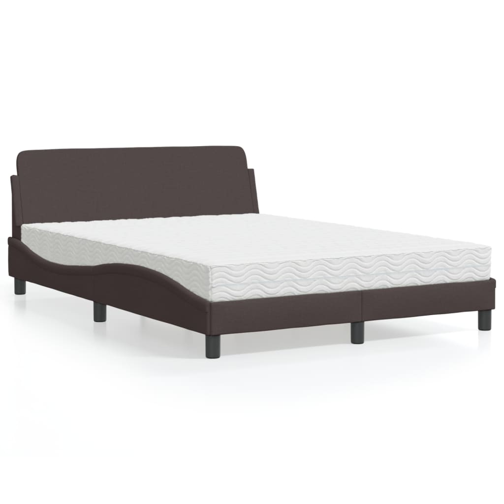 Bed met matras "Dover" stof donkerbruin 140x190 cm is nu te koop bij PeponiXL, paradijselijk wonen!