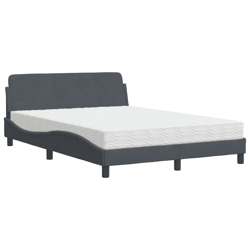 Bed met matras "Dover" fluweel donkergrijs 140x190 cm is nu te koop bij PeponiXL, paradijselijk wonen!