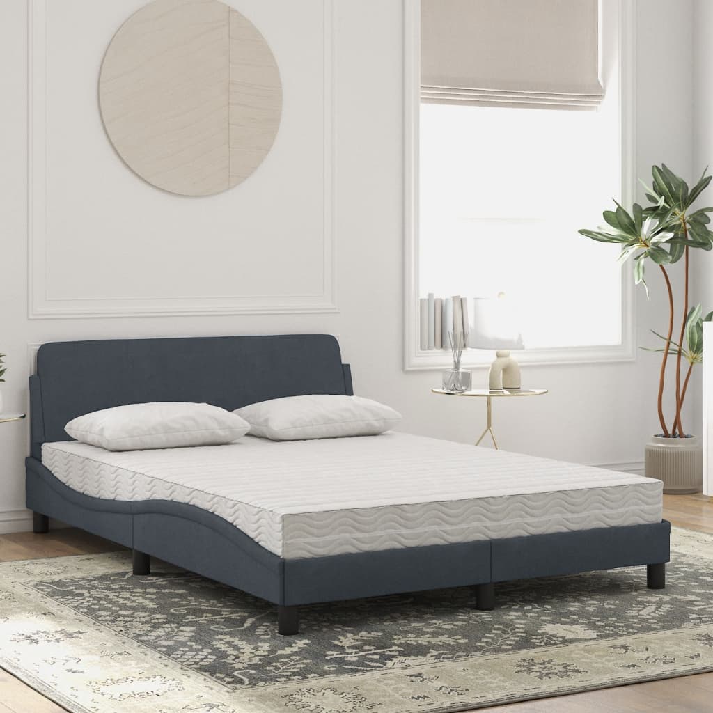Bed met matras "Dover" fluweel donkergrijs 140x190 cm is nu te koop bij PeponiXL, paradijselijk wonen!