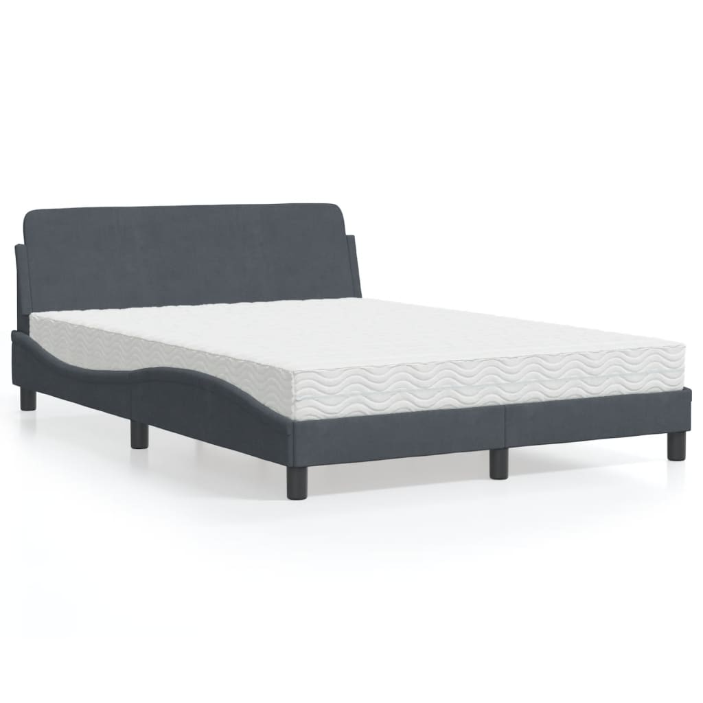 Bed met matras "Dover" fluweel donkergrijs 140x190 cm is nu te koop bij PeponiXL, paradijselijk wonen!