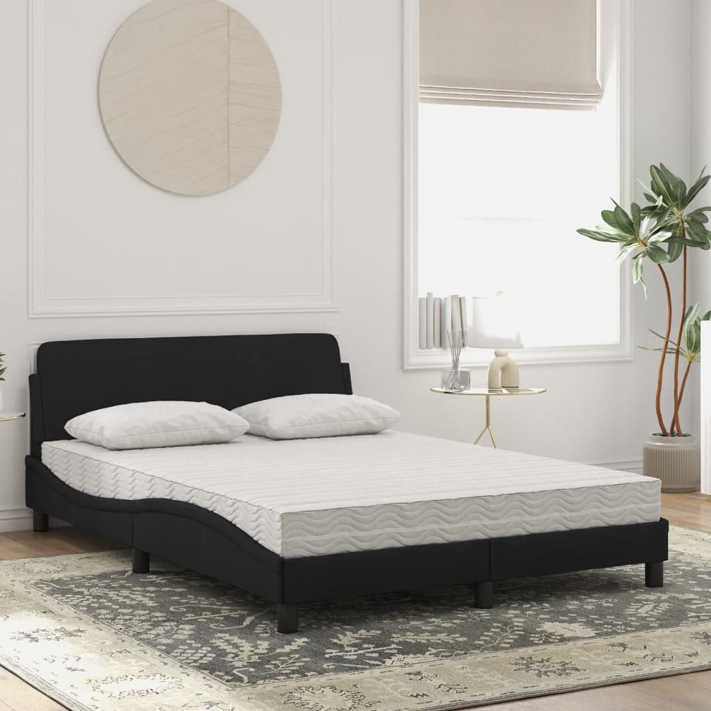 Bed met matras "Dover" fluweel zwart 140x190 cm is nu te koop bij PeponiXL, paradijselijk wonen!
