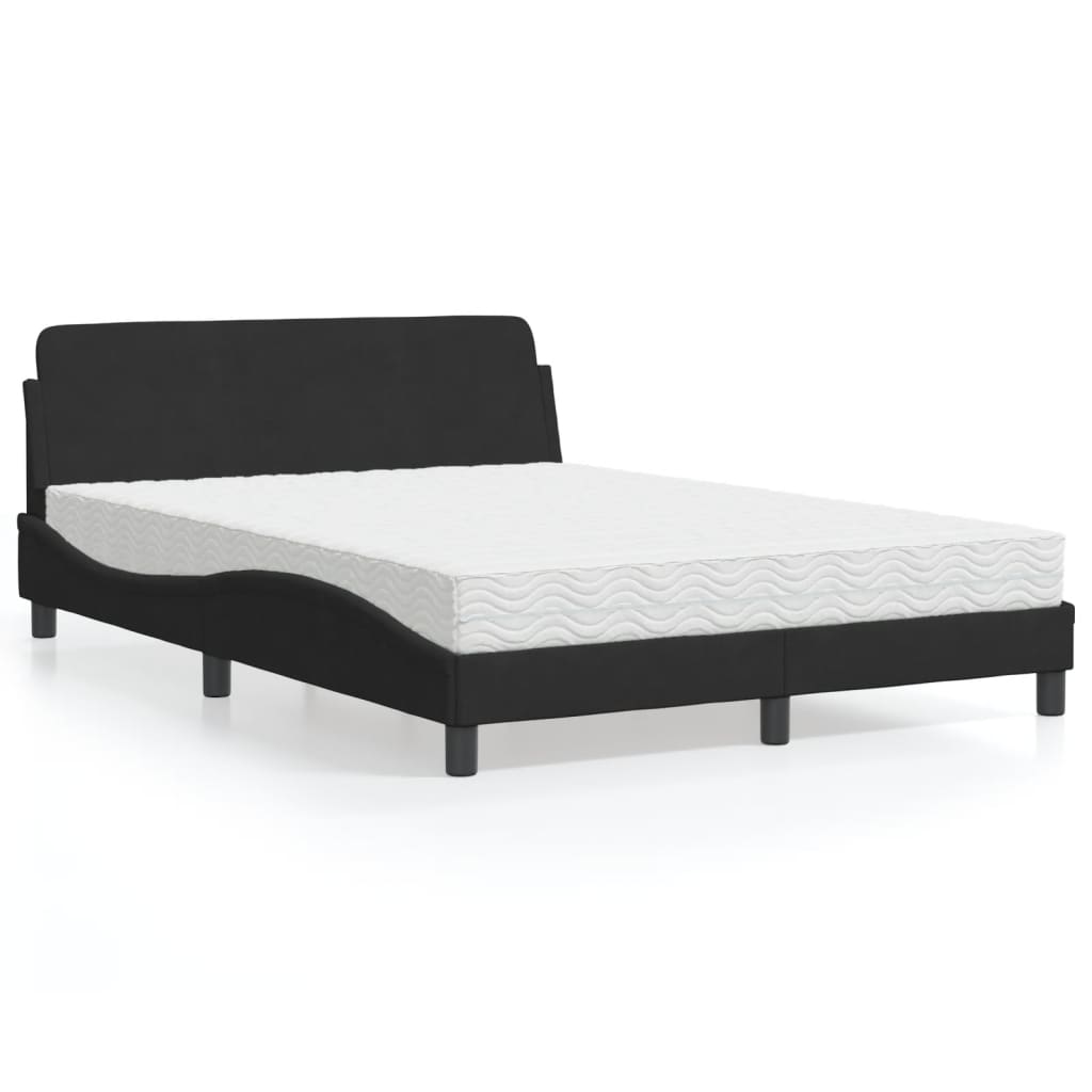 Bed met matras "Dover" fluweel zwart 140x190 cm is nu te koop bij PeponiXL, paradijselijk wonen!
