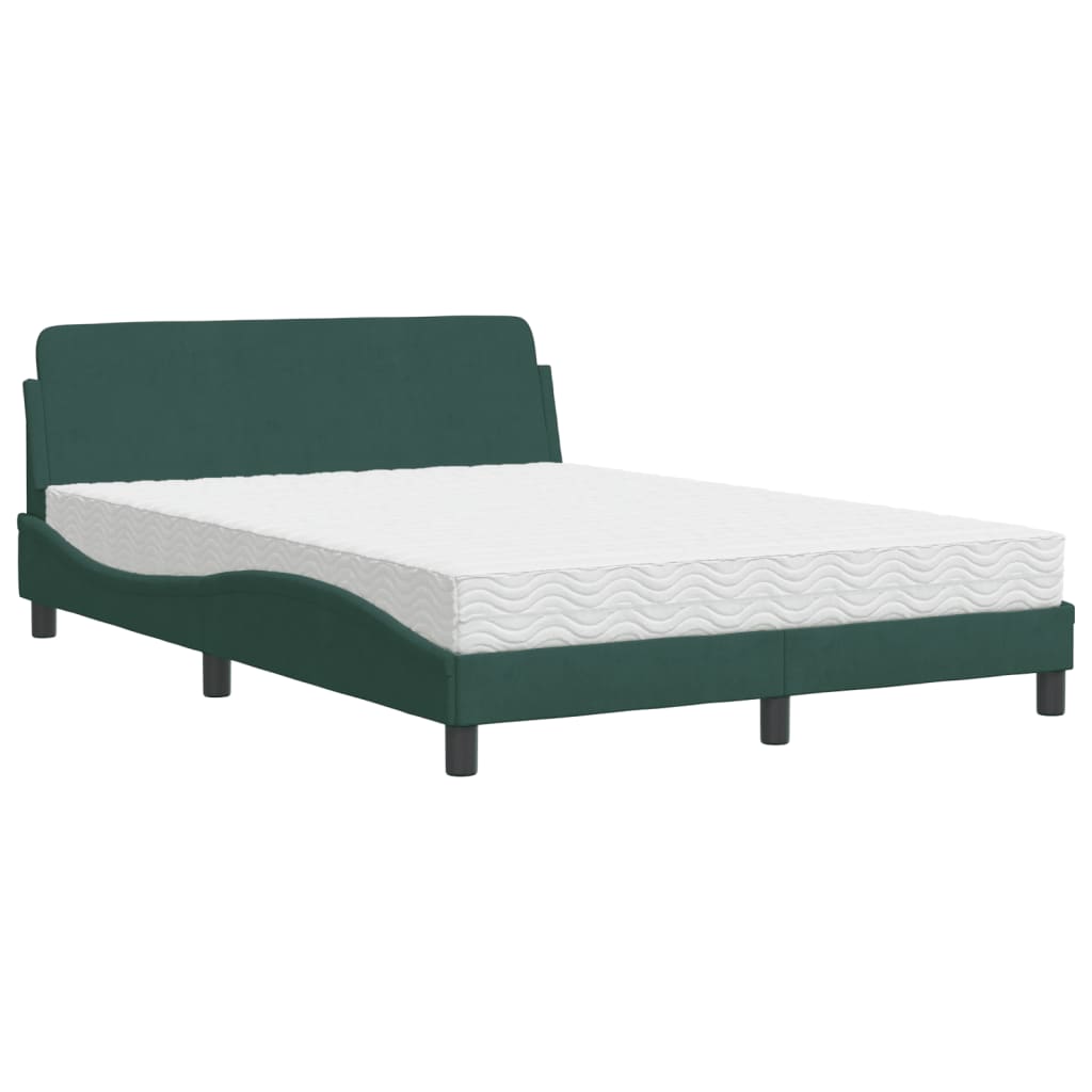 Bed met matras "Dover" fluweel donkergroen 140x190 cm is nu te koop bij PeponiXL, paradijselijk wonen!