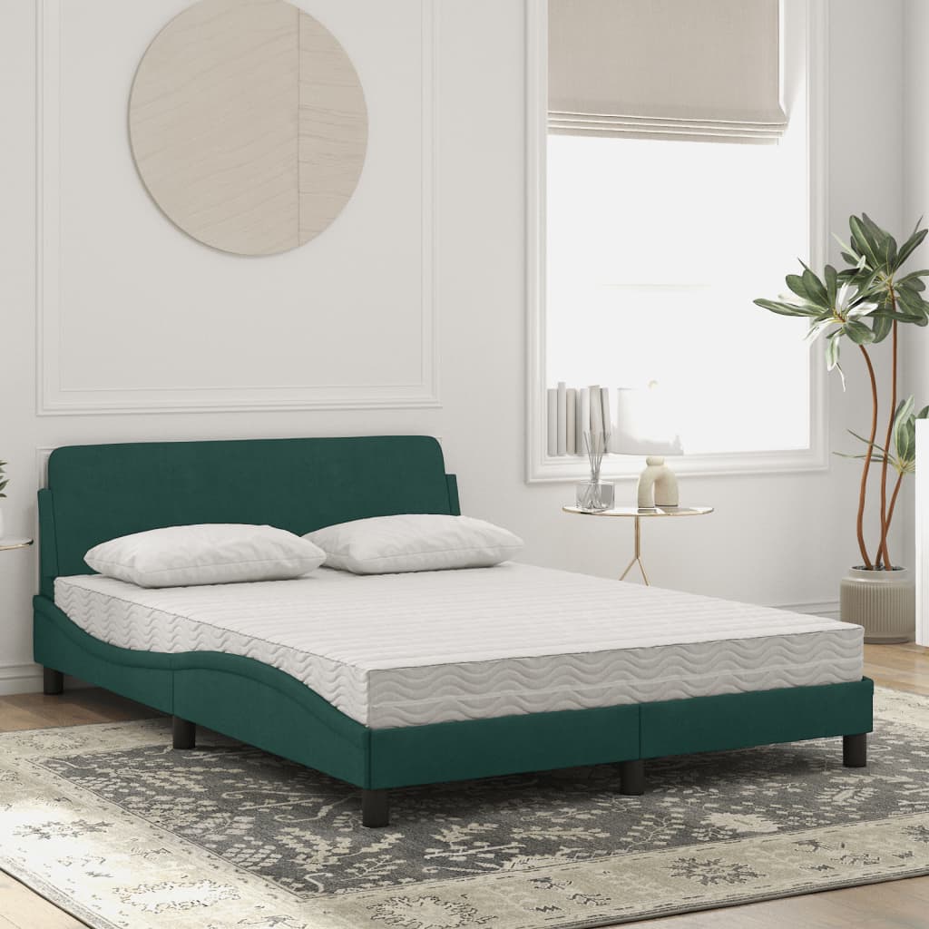 Bed met matras "Dover" fluweel donkergroen 140x190 cm is nu te koop bij PeponiXL, paradijselijk wonen!