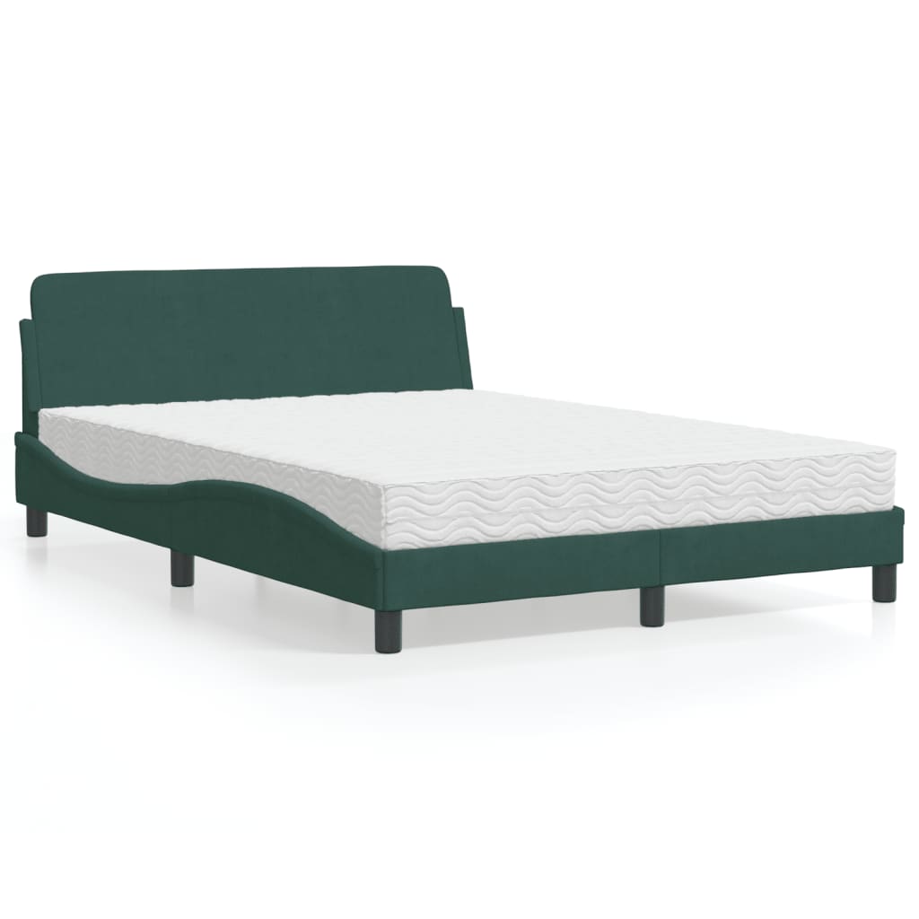 Bed met matras "Dover" fluweel donkergroen 140x190 cm is nu te koop bij PeponiXL, paradijselijk wonen!