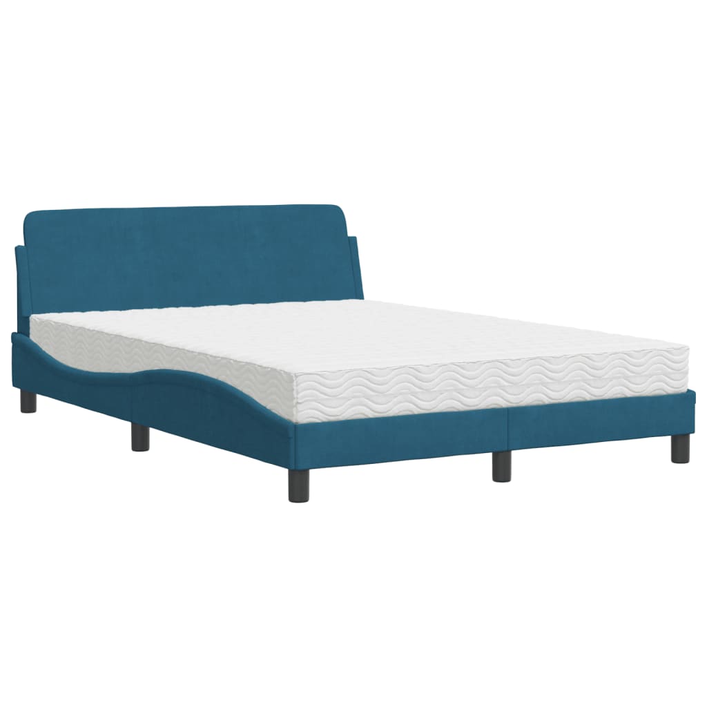 Bed met matras "Dover" fluweel blauw 140x190 cm is nu te koop bij PeponiXL, paradijselijk wonen!