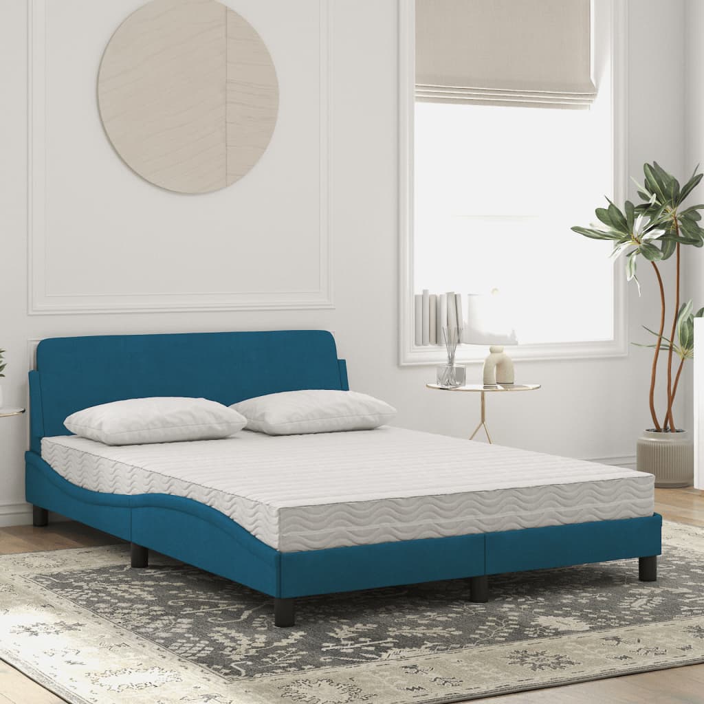 Bed met matras "Dover" fluweel blauw 140x190 cm is nu te koop bij PeponiXL, paradijselijk wonen!