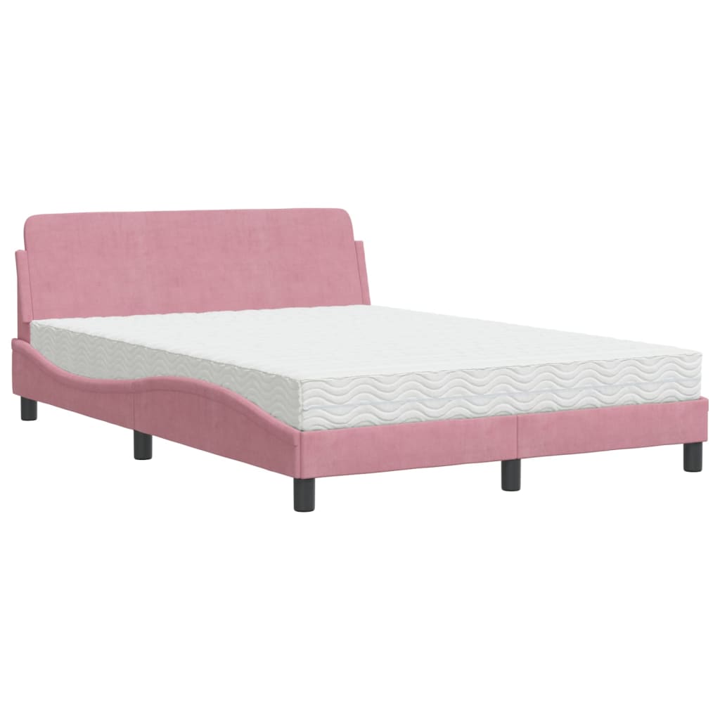 Bed met matras "Dover" fluweel roze 140x190 cm is nu te koop bij PeponiXL, paradijselijk wonen!