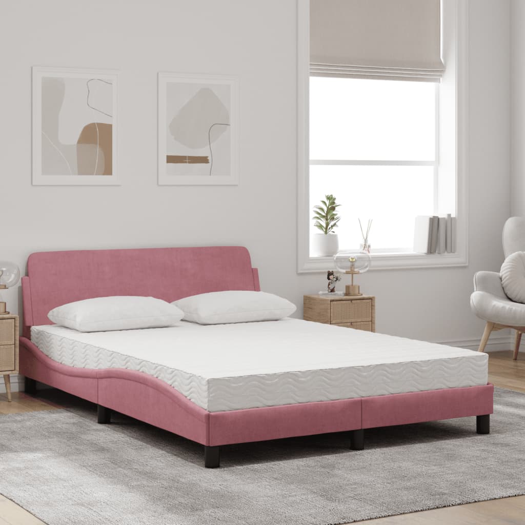 Bed met matras "Dover" fluweel roze 140x190 cm is nu te koop bij PeponiXL, paradijselijk wonen!