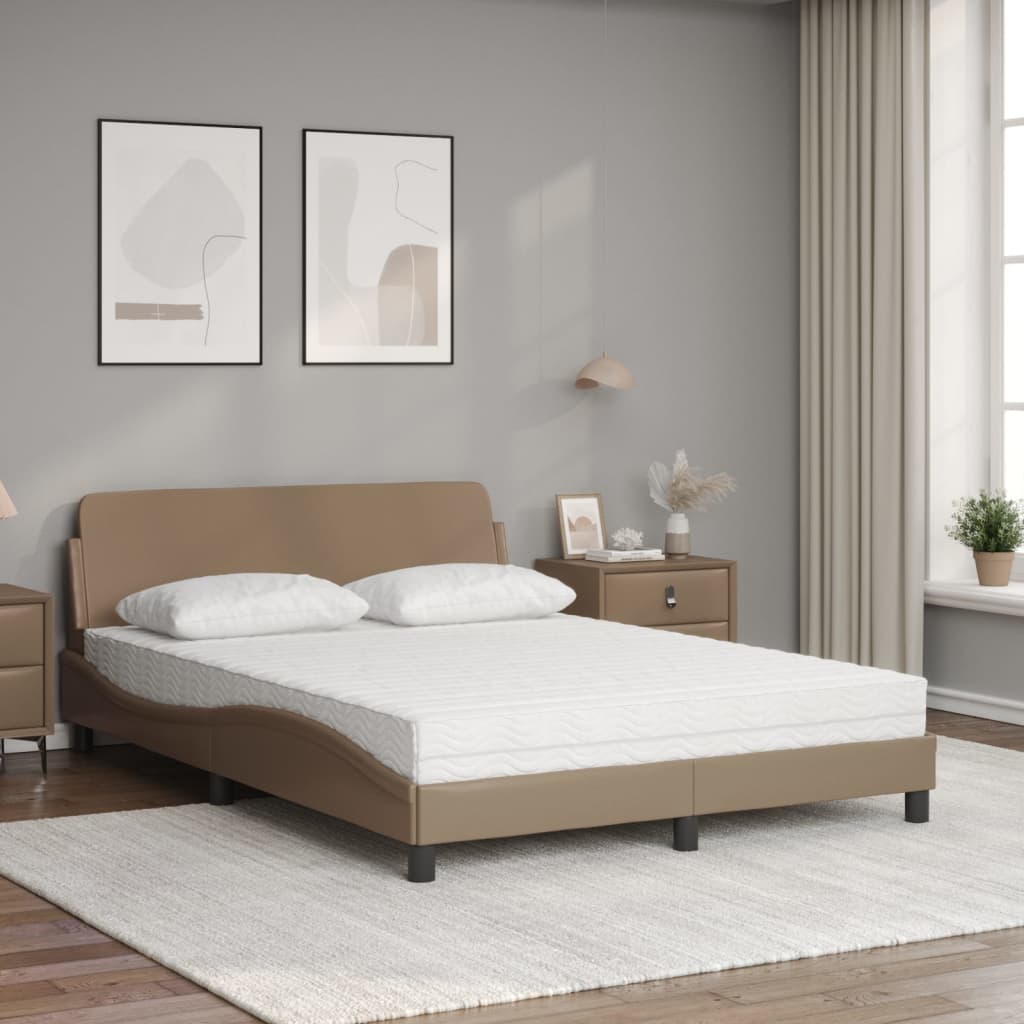 Bed met matras "Dover" kunstleer cappuccinokleurig 140x190 cm is nu te koop bij PeponiXL, paradijselijk wonen!