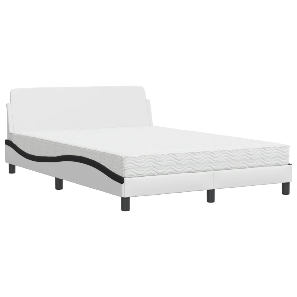 Bed met matras "Dover" kunstleer wit en zwart 140x190 cm is nu te koop bij PeponiXL, paradijselijk wonen!