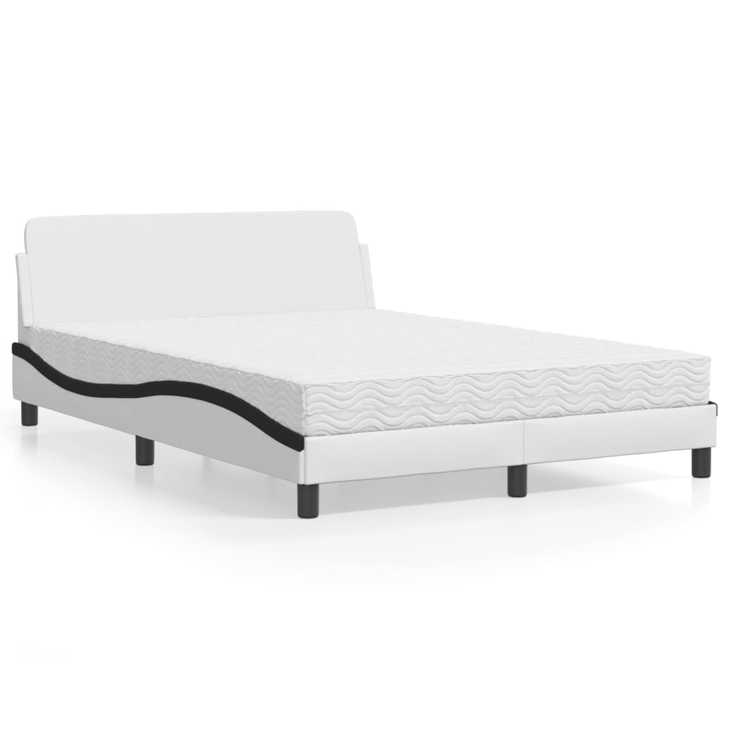 Bed met matras "Dover" kunstleer wit en zwart 140x190 cm is nu te koop bij PeponiXL, paradijselijk wonen!