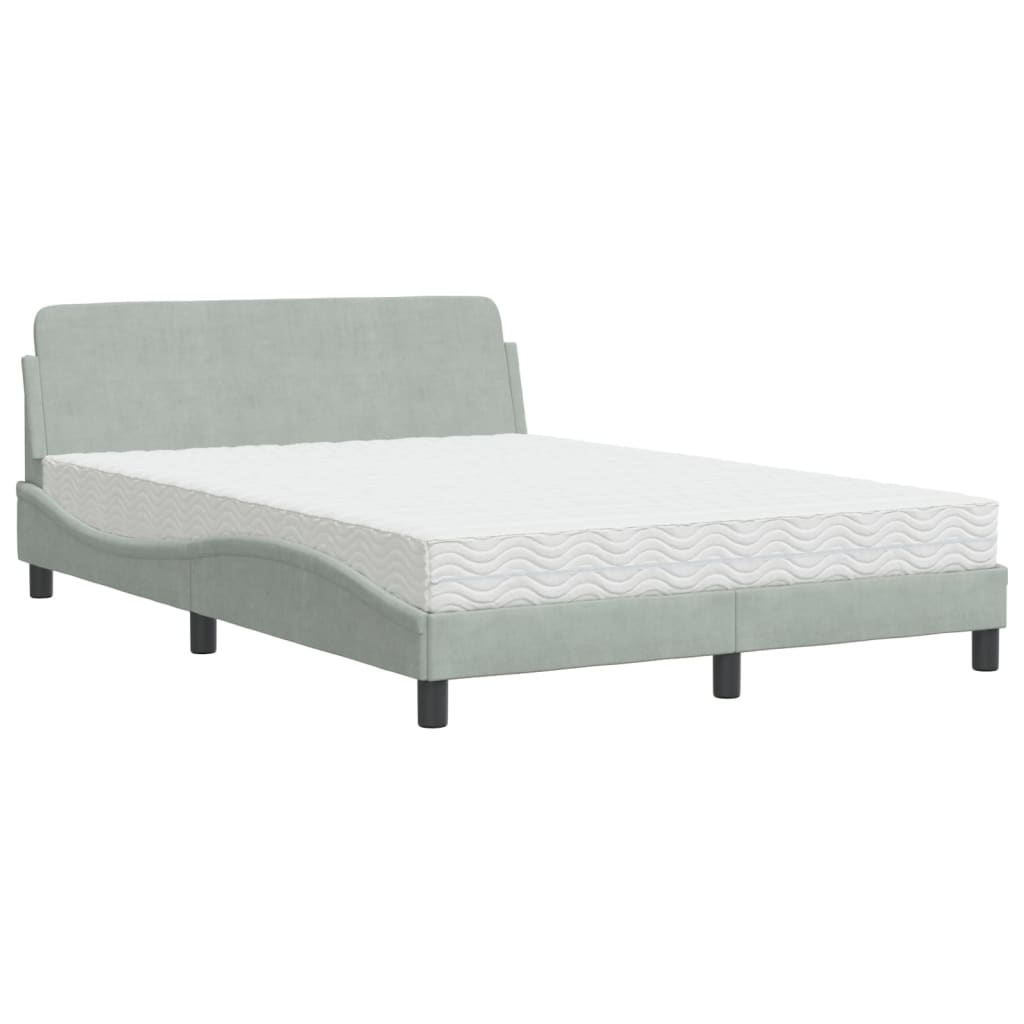 Bed met matras "Dover" fluweel lichtgrijs 140x200 cm is nu te koop bij PeponiXL, paradijselijk wonen!