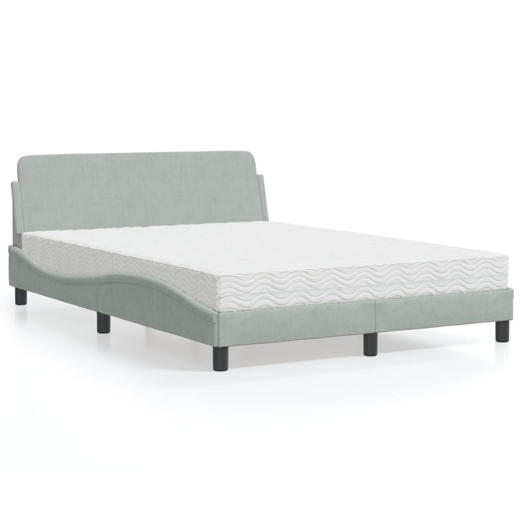 Bed met matras "Dover" fluweel lichtgrijs 140x200 cm is nu te koop bij PeponiXL, paradijselijk wonen!