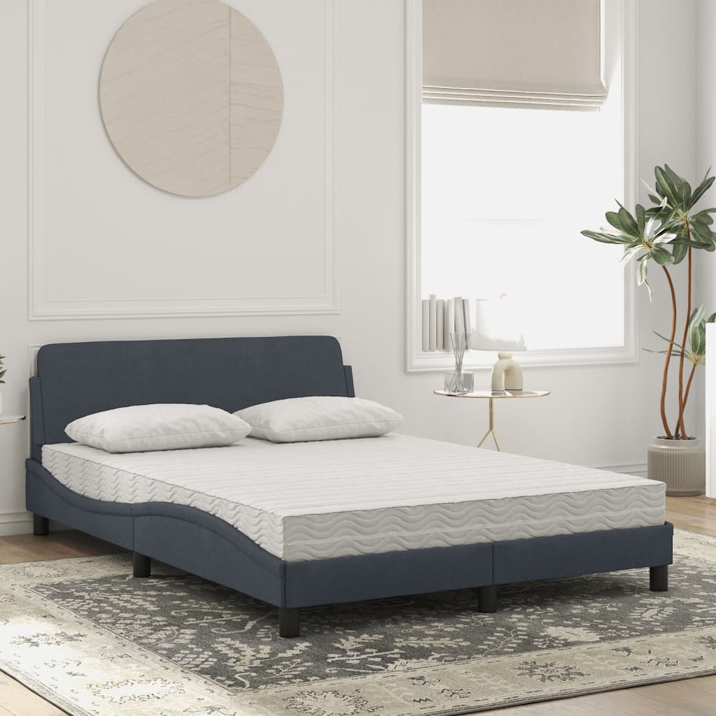 Bed met matras "Dover" fluweel donkergrijs 140x200 cm is nu te koop bij PeponiXL, paradijselijk wonen!