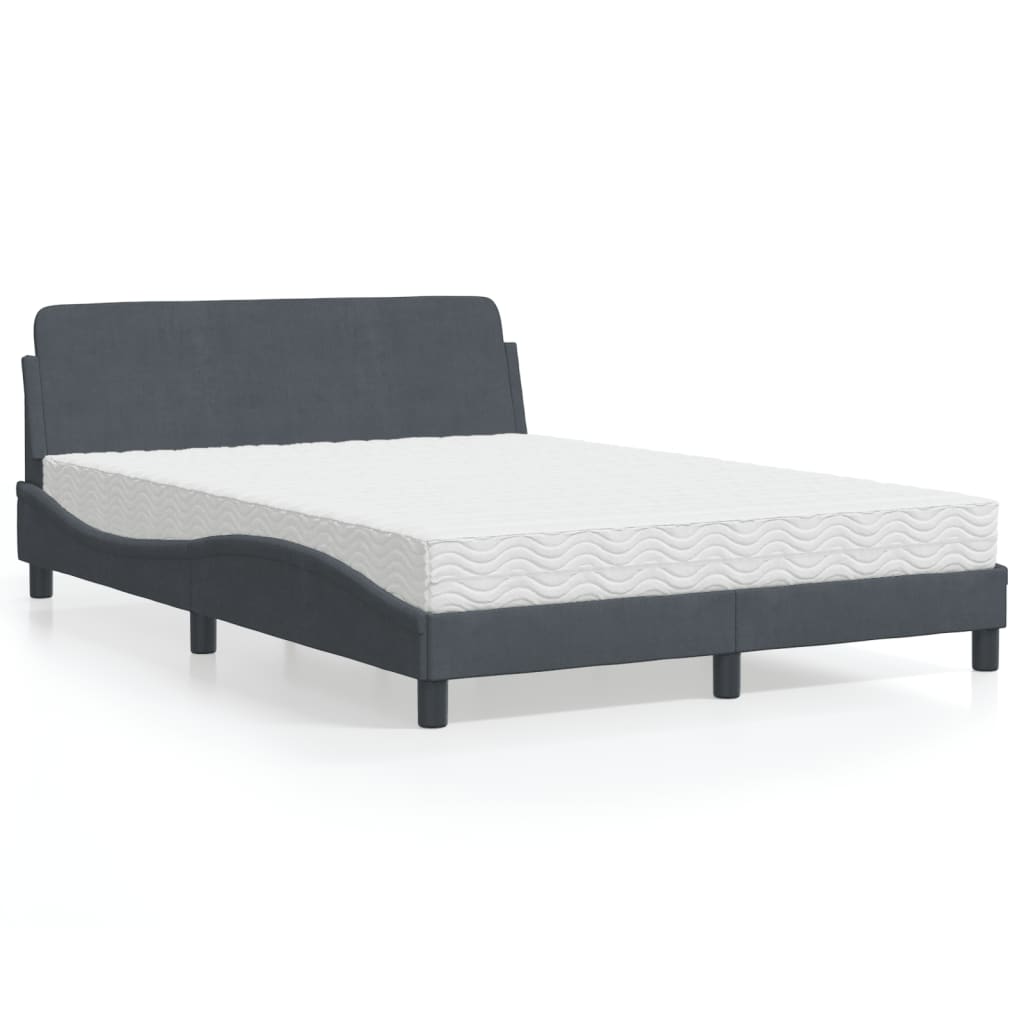 Bed met matras "Dover" fluweel donkergrijs 140x200 cm is nu te koop bij PeponiXL, paradijselijk wonen!