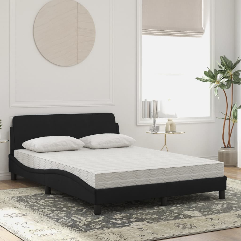Bed met matras "Dover" fluweel zwart 140x200 cm is nu te koop bij PeponiXL, paradijselijk wonen!