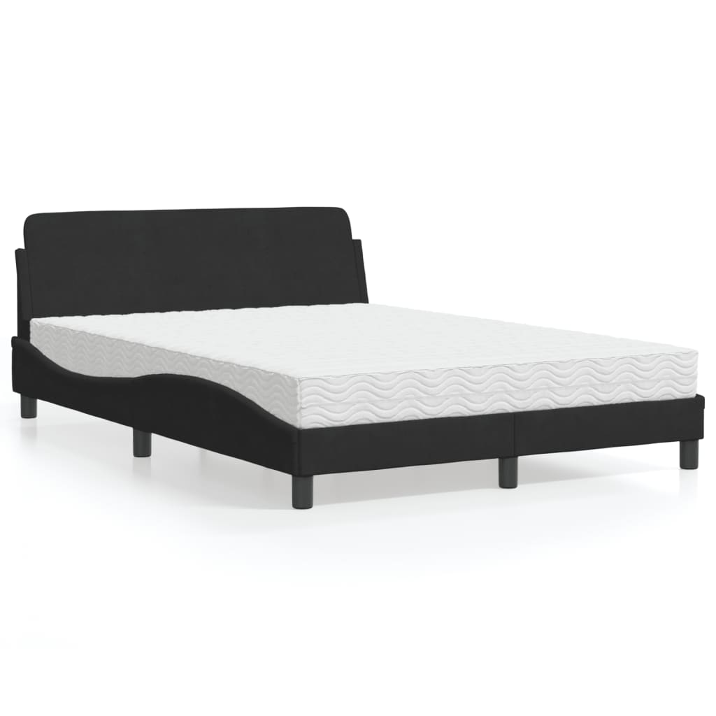 Bed met matras "Dover" fluweel zwart 140x200 cm is nu te koop bij PeponiXL, paradijselijk wonen!