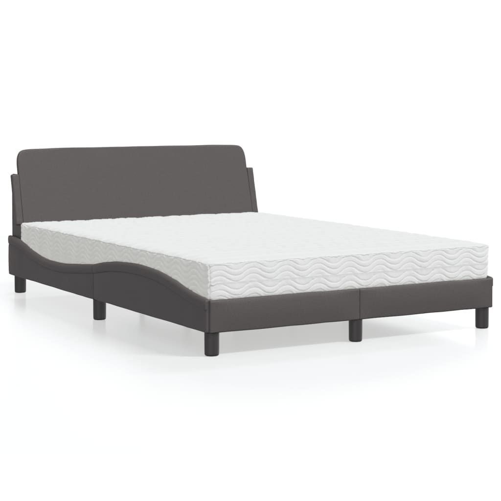 Bed met matras "Dover" kunstleer grijs 140x200 cm is nu te koop bij PeponiXL, paradijselijk wonen!