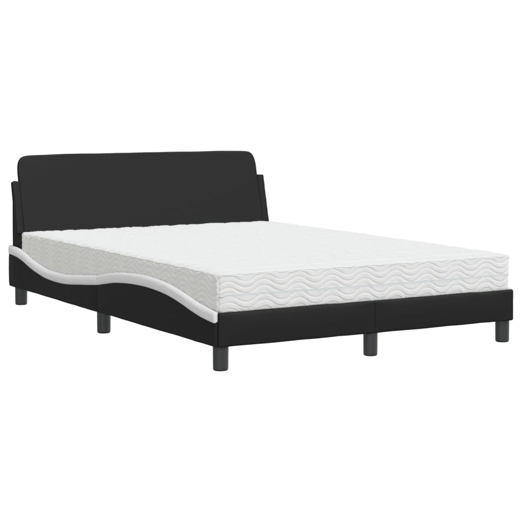 Bed met matras "Dover" kunstleer zwart en wit 140x200 cm is nu te koop bij PeponiXL, paradijselijk wonen!