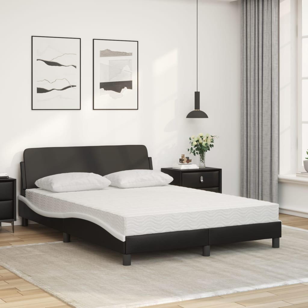 Bed met matras "Dover" kunstleer zwart en wit 140x200 cm is nu te koop bij PeponiXL, paradijselijk wonen!