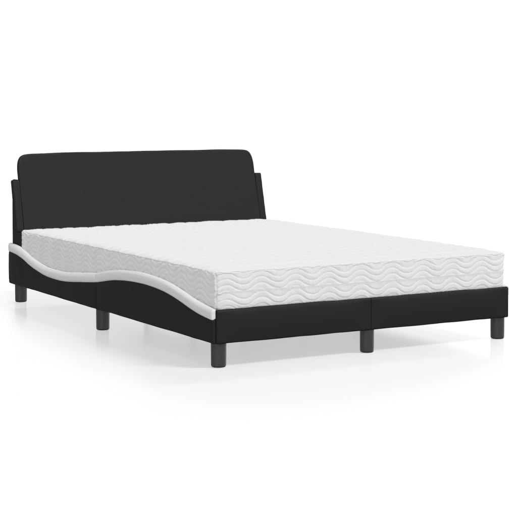 Bed met matras "Dover" kunstleer zwart en wit 140x200 cm is nu te koop bij PeponiXL, paradijselijk wonen!