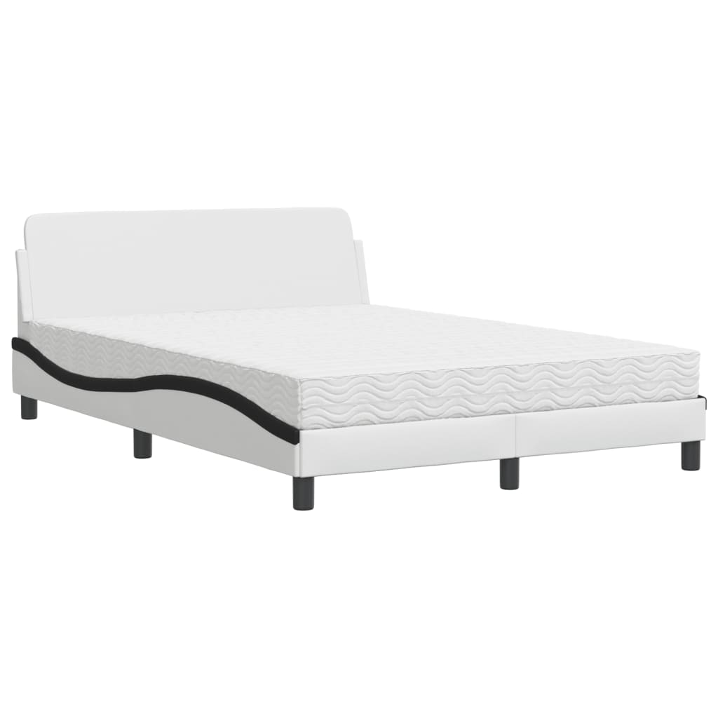 Bed met matras "Dover" kunstleer wit en zwart 140x200 cm is nu te koop bij PeponiXL, paradijselijk wonen!