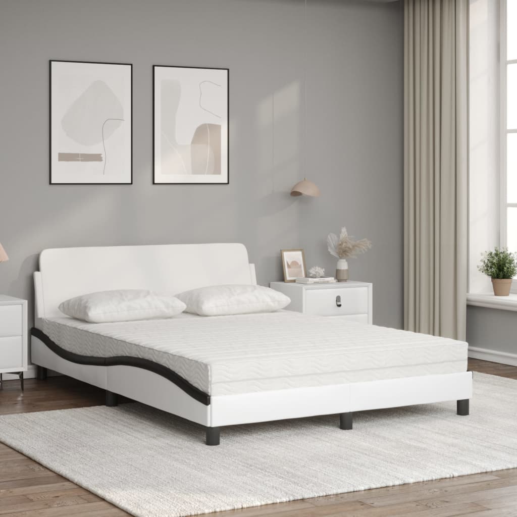 Bed met matras "Dover" kunstleer wit en zwart 140x200 cm is nu te koop bij PeponiXL, paradijselijk wonen!