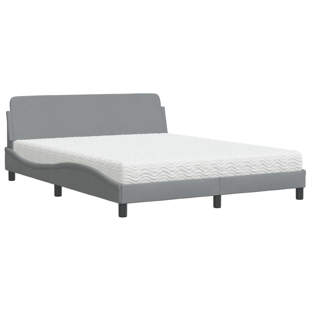 Bed met matras "Dover" stof lichtgrijs 160x200 cm is nu te koop bij PeponiXL, paradijselijk wonen!