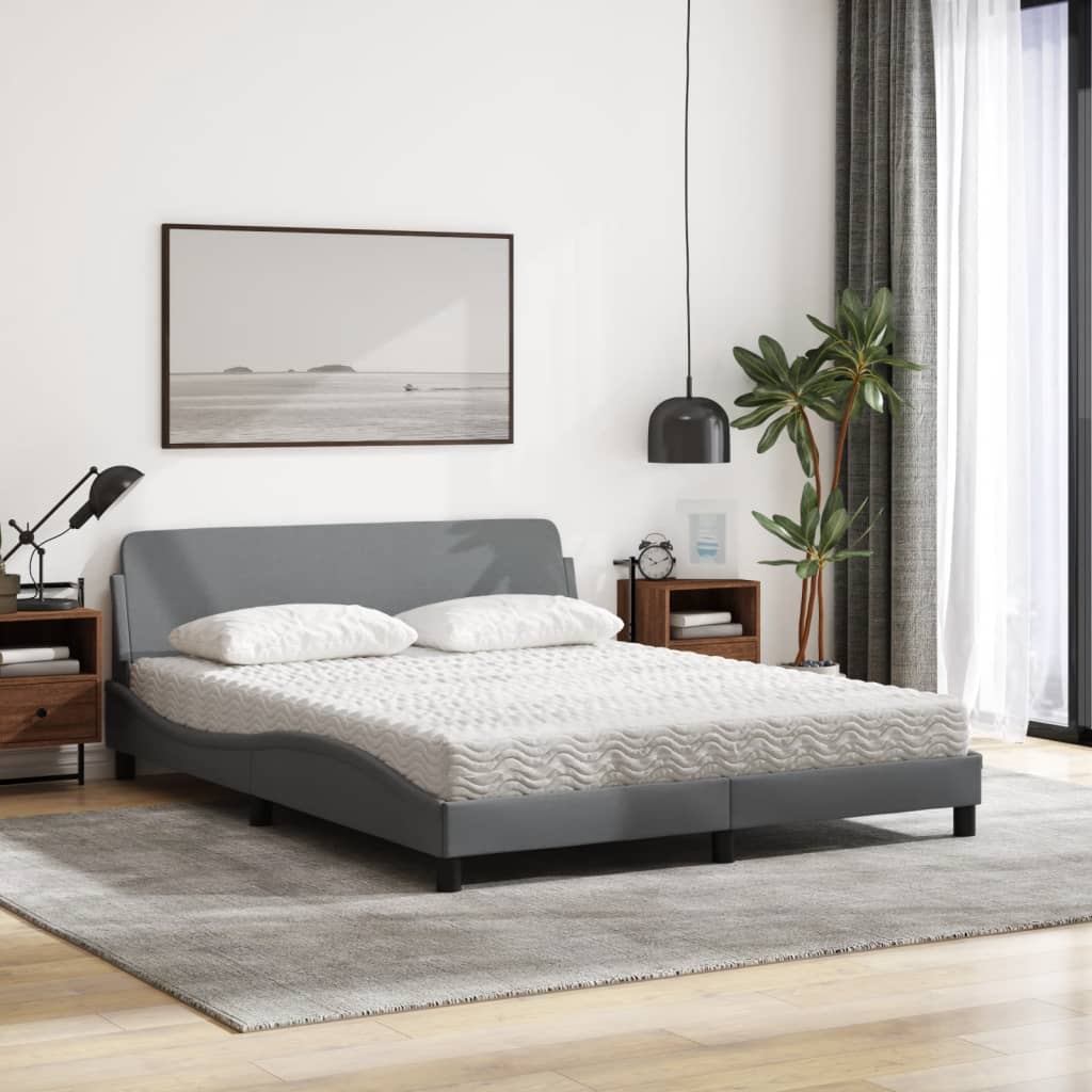 Bed met matras "Dover" stof lichtgrijs 160x200 cm is nu te koop bij PeponiXL, paradijselijk wonen!