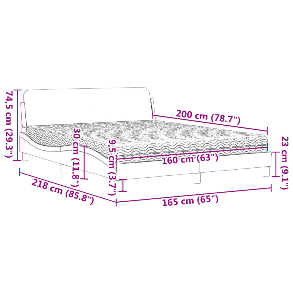 Bed met matras "Dover" stof lichtgrijs 160x200 cm is nu te koop bij PeponiXL, paradijselijk wonen!
