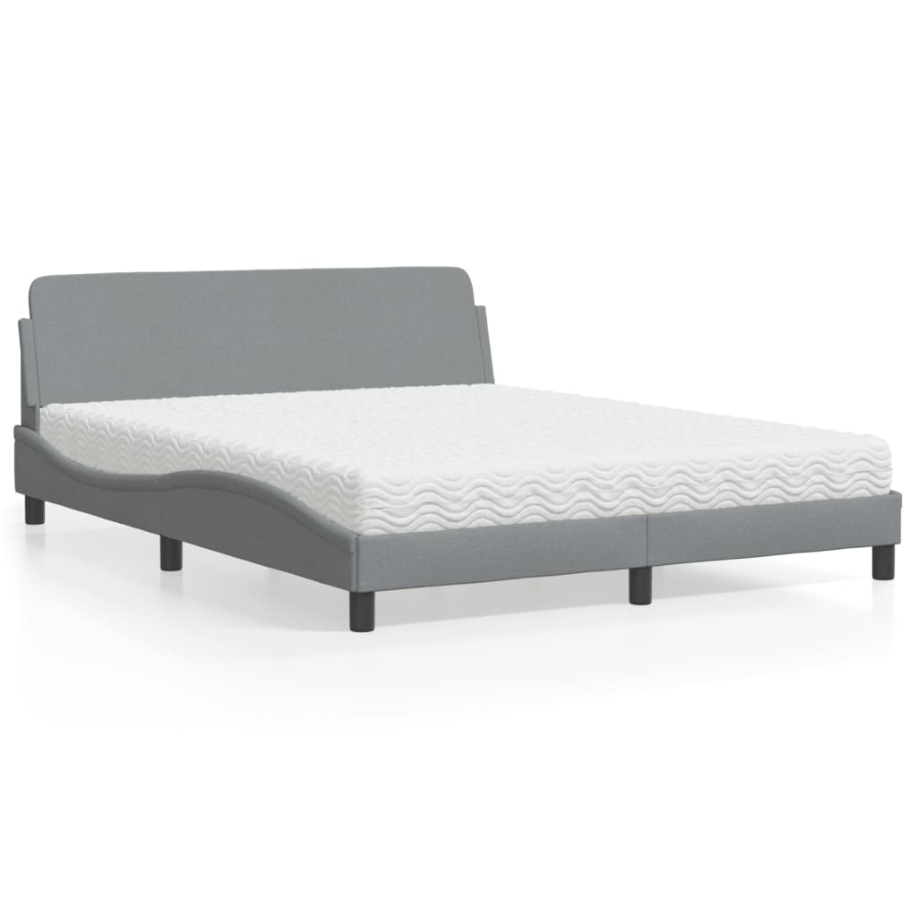 Bed met matras "Dover" stof lichtgrijs 160x200 cm is nu te koop bij PeponiXL, paradijselijk wonen!