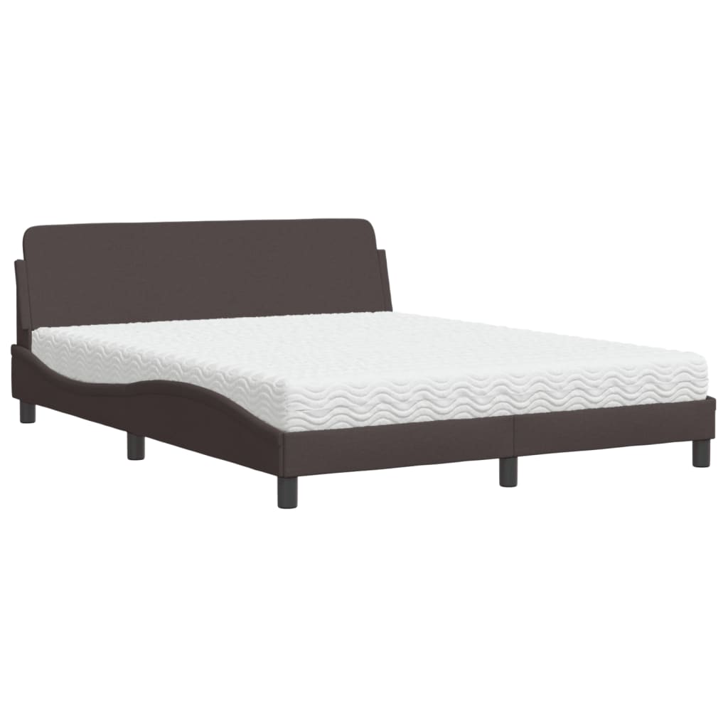 Bed met matras "Dover" stof donkerbruin 160x200 cm is nu te koop bij PeponiXL, paradijselijk wonen!
