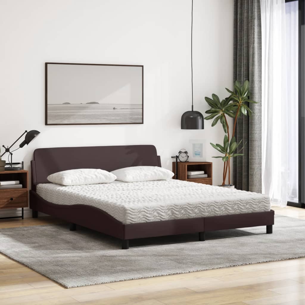 Bed met matras "Dover" stof donkerbruin 160x200 cm is nu te koop bij PeponiXL, paradijselijk wonen!