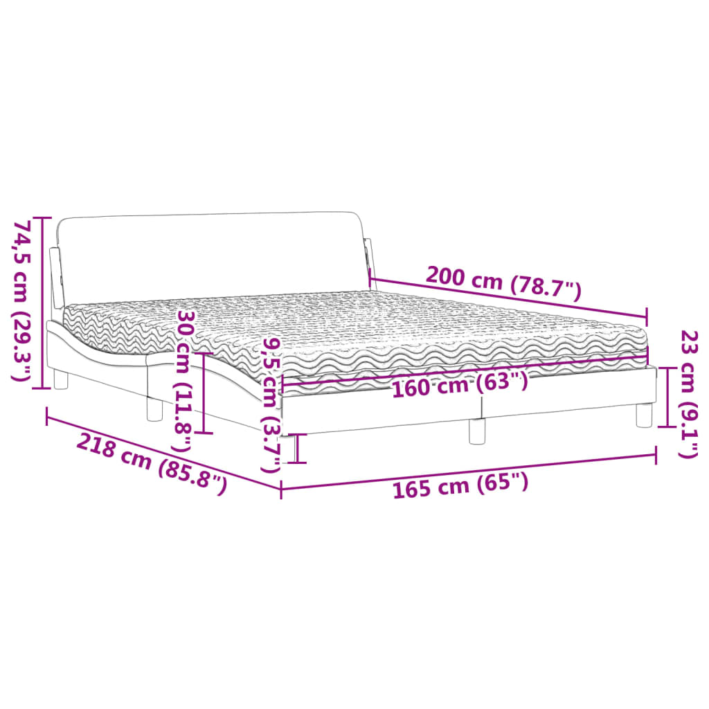 Bed met matras "Dover" stof donkerbruin 160x200 cm is nu te koop bij PeponiXL, paradijselijk wonen!
